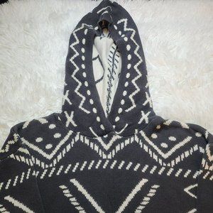 Smythe & Company 90's Black & White Abstract Blanket Design Hoodie Sweater XS